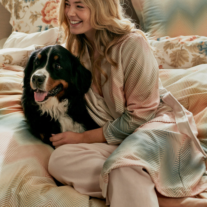 Vandyck BELLA Badjas | Cream Tan Mineral Blue