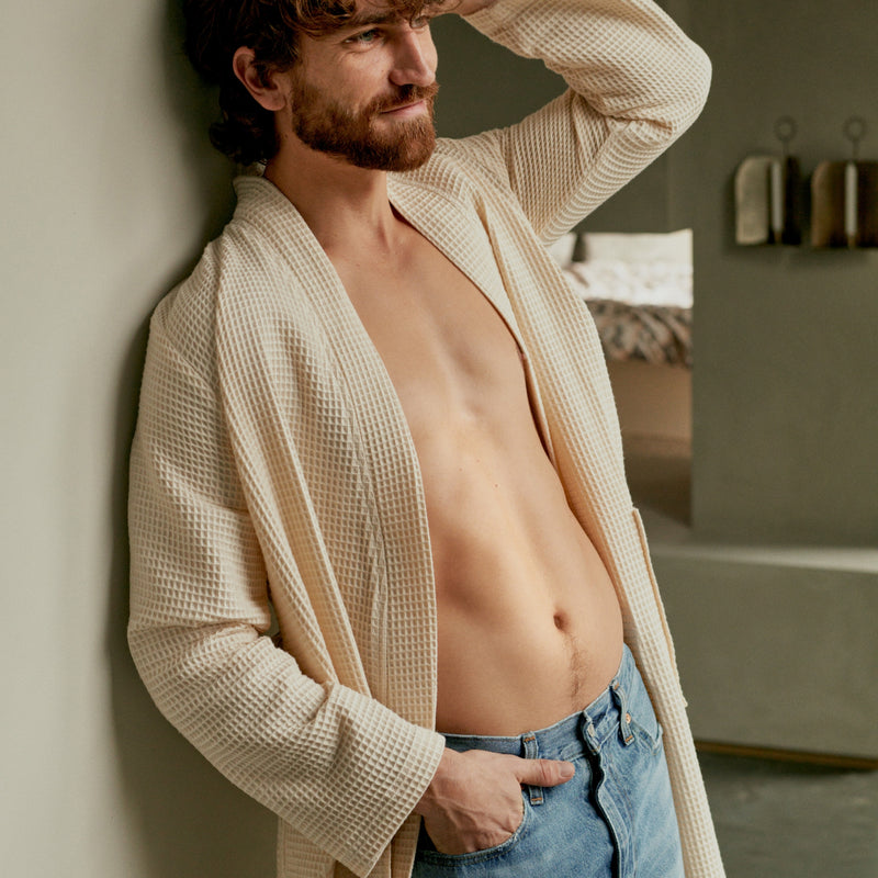 Vandyck BIARRITZ Badjas | Cream Tan Lavender Blue