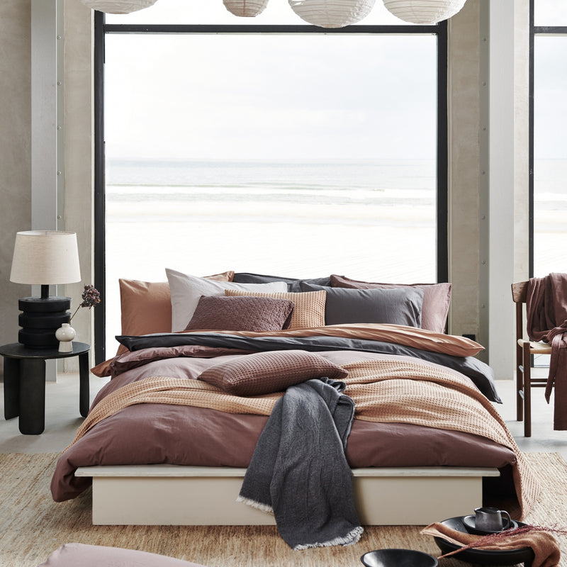 Vandyck WASHED COTTON Dekbedovertrek | Brownie Ash Rose