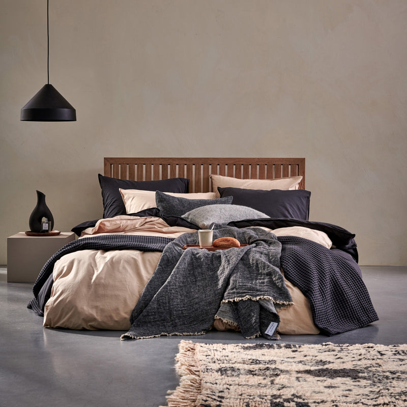 Vandyck WASHED COTTON Dekbedovertrek | Off Black Ash Rose