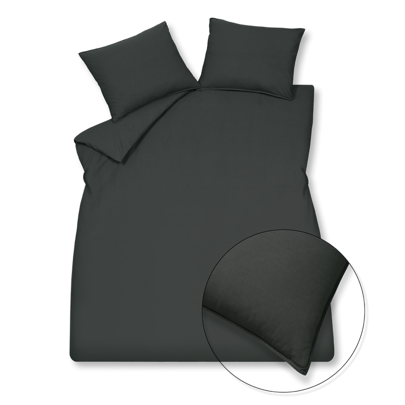 vandyck WASHED COTTON dekbedovertrek | off black ash rose