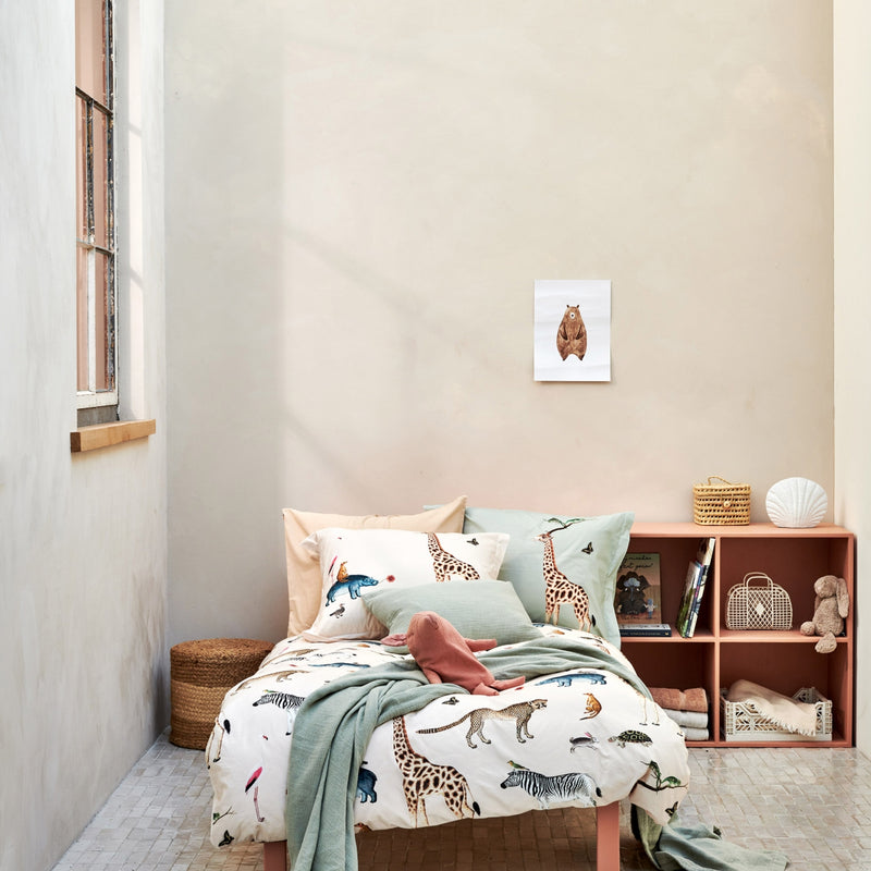 Vandyck WILD ANIMALS Dekbedovertrek | Cream Tan Smoke Green