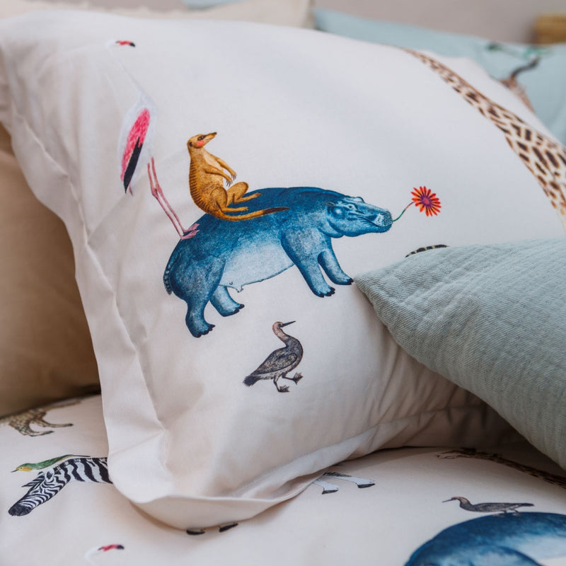 Vandyck WILD ANIMALS Dekbedovertrek | Cream Tan Smoke Green