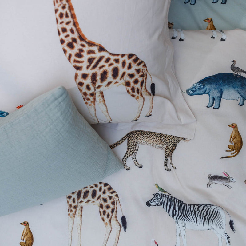 Vandyck WILD ANIMALS Dekbedovertrek | Cream Tan Smoke Green