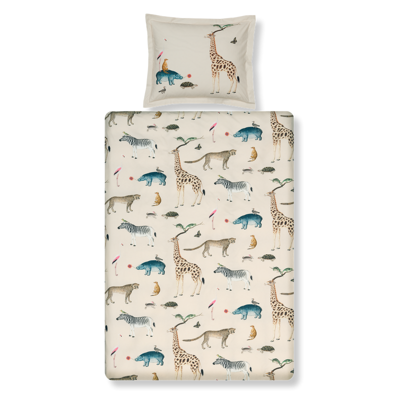 vandyck WILD ANIMALS dekbedovertrek | cream tan smoke green