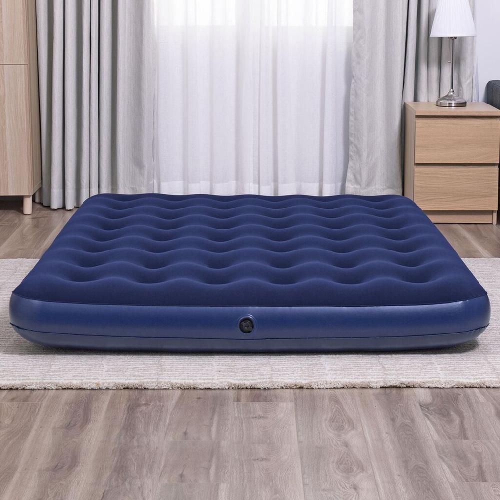 Vidaxl Bestway Opblaasbaar Flock Luchtbed Met Ingebouwde Voetpomp 203x152x22 Cm