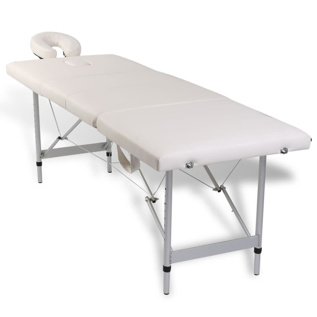 Vidaxl Massagetafel Inklapbaar Met Aluminium Frame (vier Delen / Crèmewit)