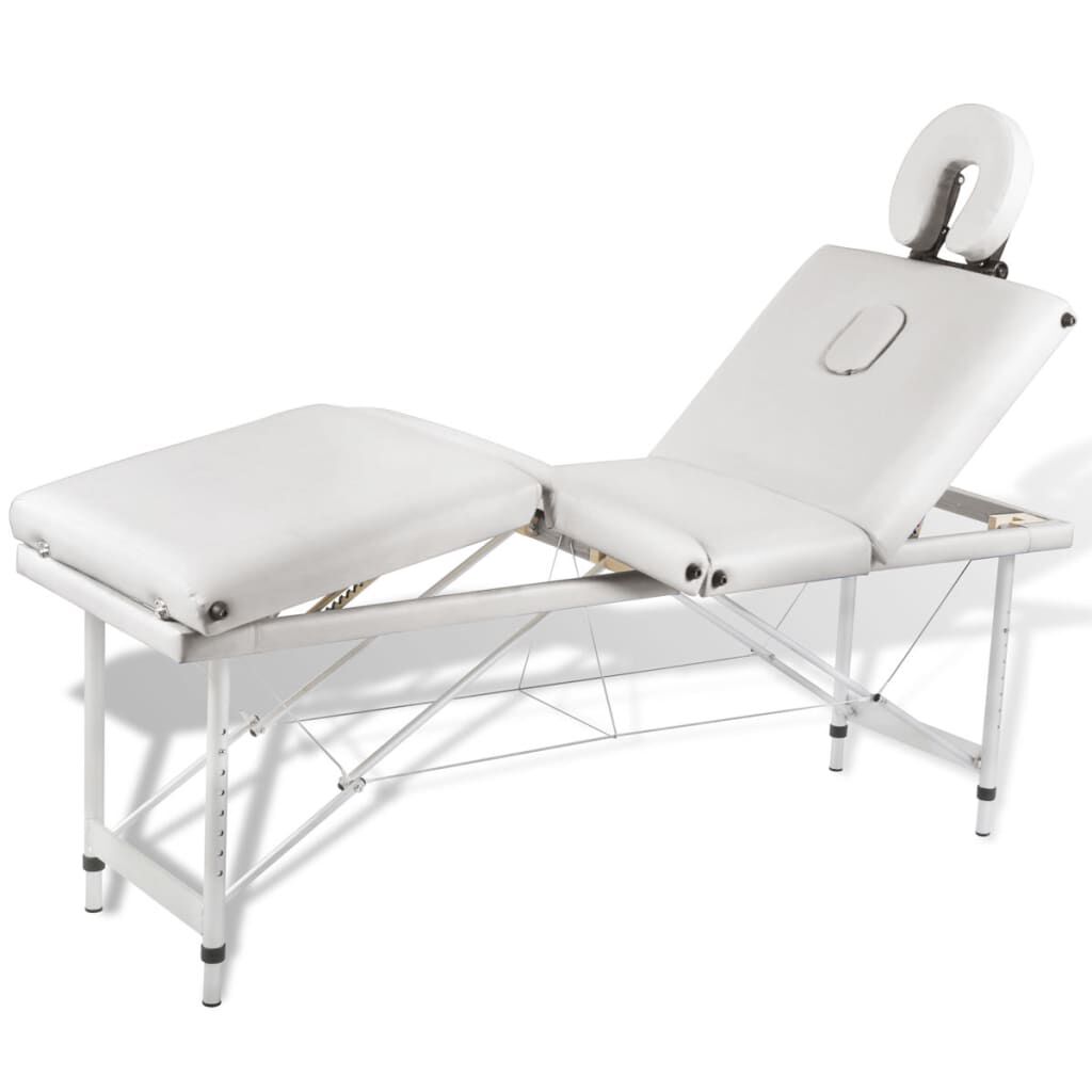 vidaxl Massagetafel inklapbaar met aluminium frame (vier delen / crèmewit)