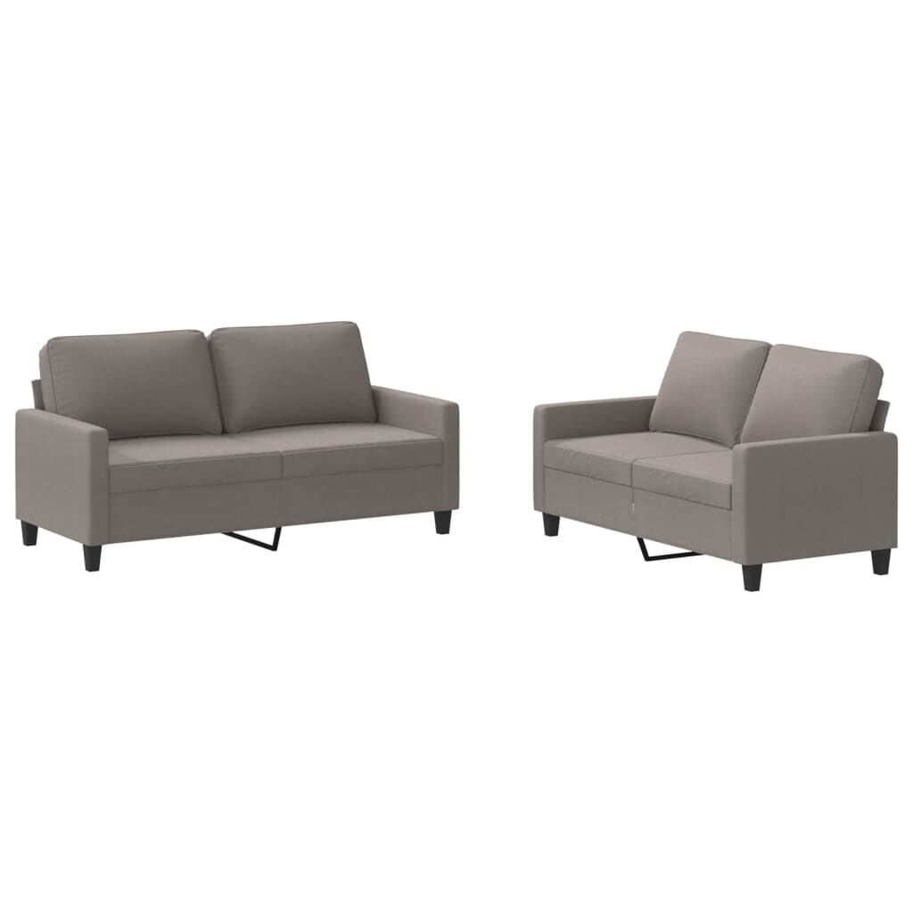 vidaxl vidaXL 2-delige Loungeset met kussens stof taupe