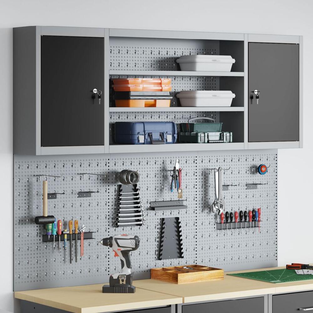 Vidaxl VidaXL 6-delige Gereedschapskast En Pegboard Wandmontage Metaal Zwart