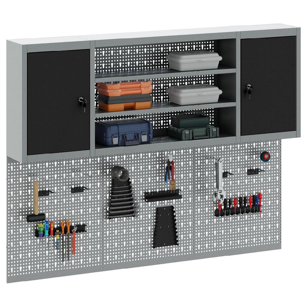 Vidaxl VidaXL 6-delige Gereedschapskast En Pegboard Wandmontage Metaal Zwart