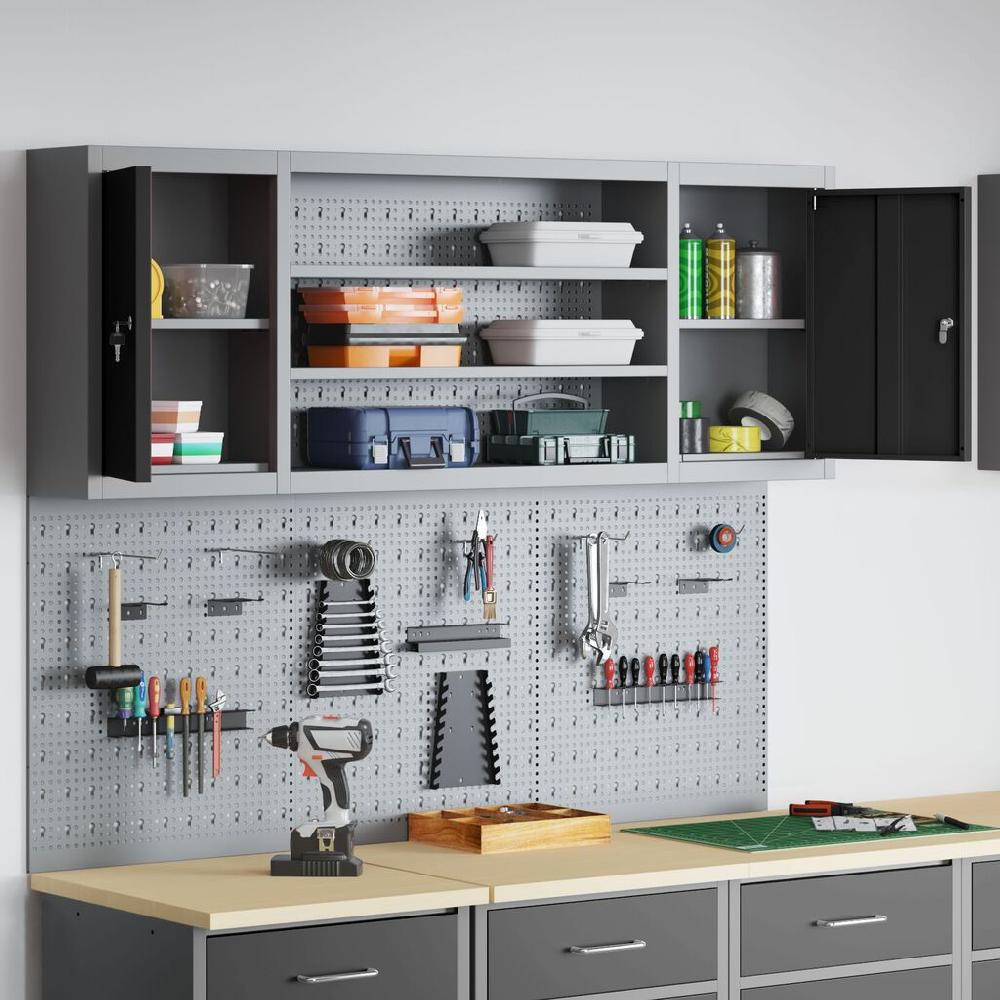 Vidaxl VidaXL 6-delige Gereedschapskast En Pegboard Wandmontage Metaal Zwart