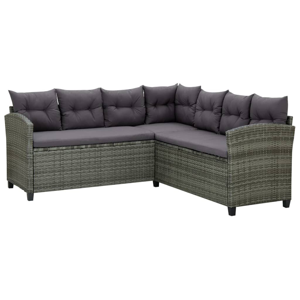 Vidaxl VidaXL 6-delige Loungeset Met Kussens Poly Rattan Grijs
