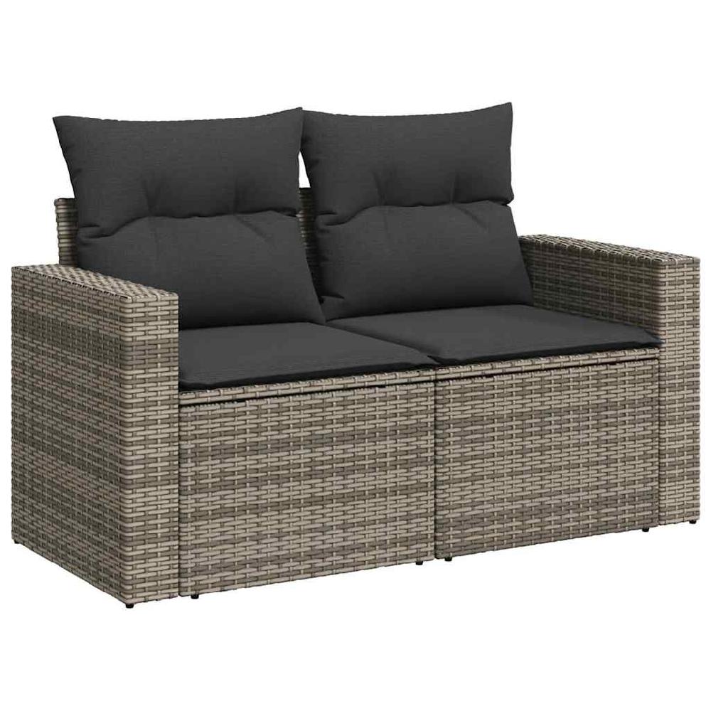 Vidaxl VidaXL 7-delige Loungeset Met Kussens Poly Rattan Grijs