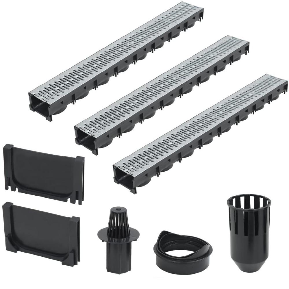 vidaxl vidaXL Afvoergoten 3 m gegalvaniseerd staal 3 st