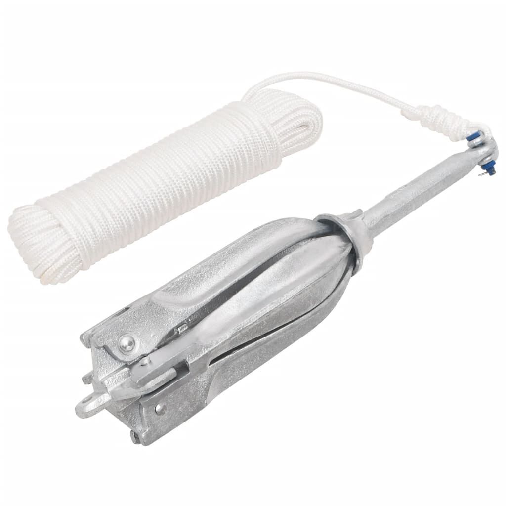 vidaxl vidaXL Anker met touw inklapbaar 10 kg thermisch verzinkt gietijzer