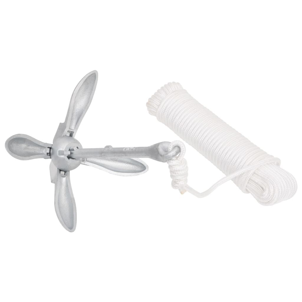 Vidaxl VidaXL Anker Met Touw Inklapbaar 2 5 Kg Smeedijzer Zilverkleurig