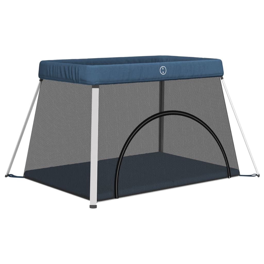 vidaxl vidaXL Babybox met matras linnen marineblauw