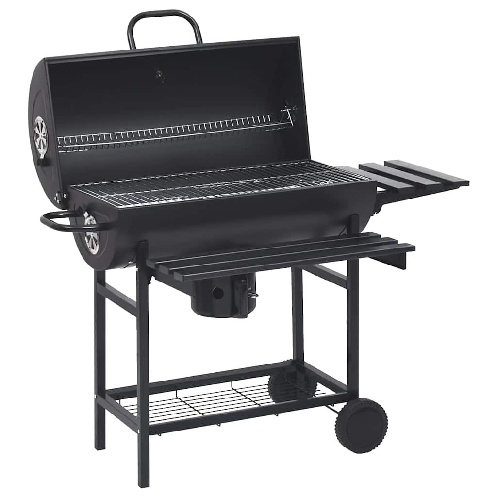 vidaxl vidaXL Barbecuevat met wielen en schappen 115x85x95 cm staal zwart