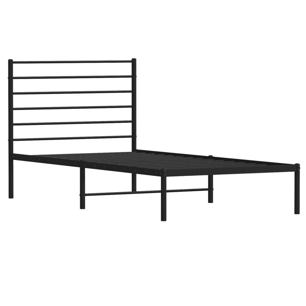 Vidaxl VidaXL Bedframe Met Hoofdbord Metaal Zwart 75x190 Cm