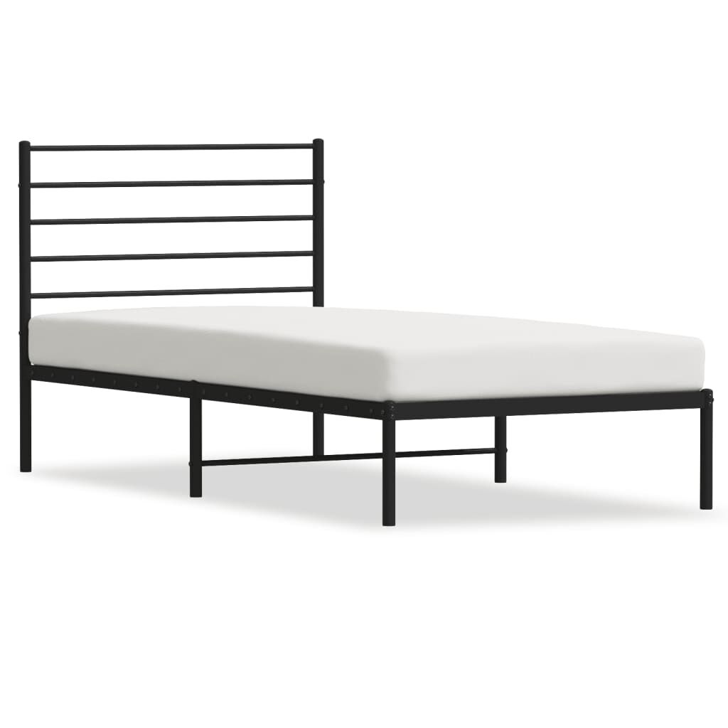 vidaxl vidaXL Bedframe met hoofdbord metaal zwart 75x190 cm
