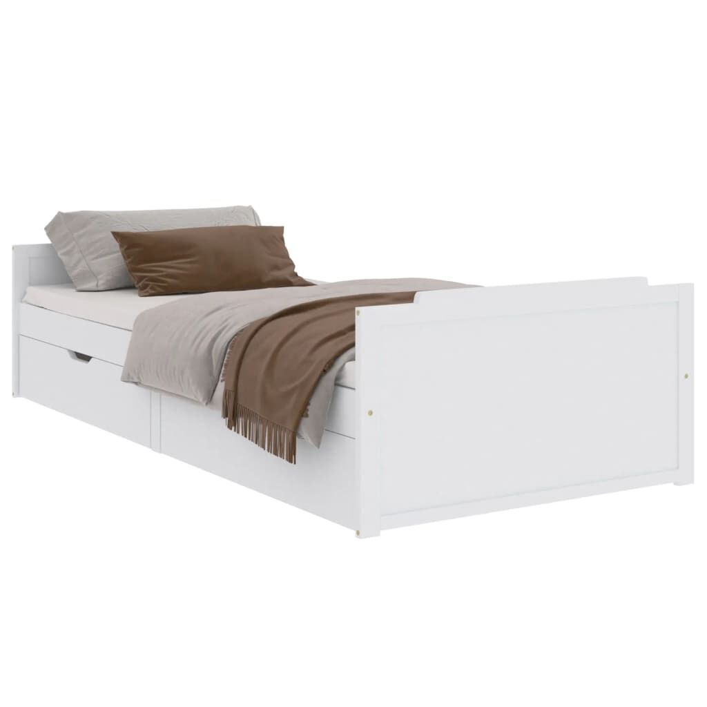 vidaxl vidaXL Bedframe met lades massief grenenhout wit 90x200 cm
