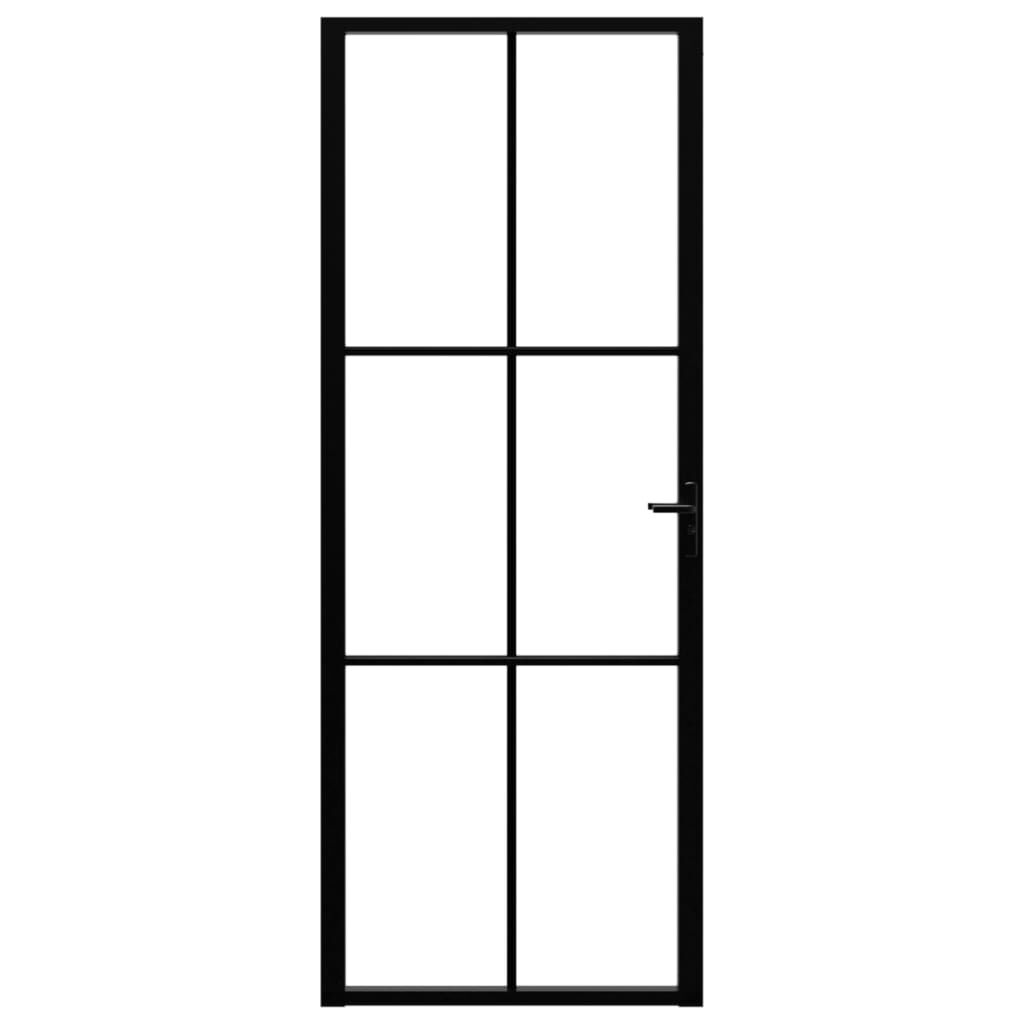 Vidaxl VidaXL Binnendeur 76x201 5 Cm ESG-glas En Aluminium Zwart