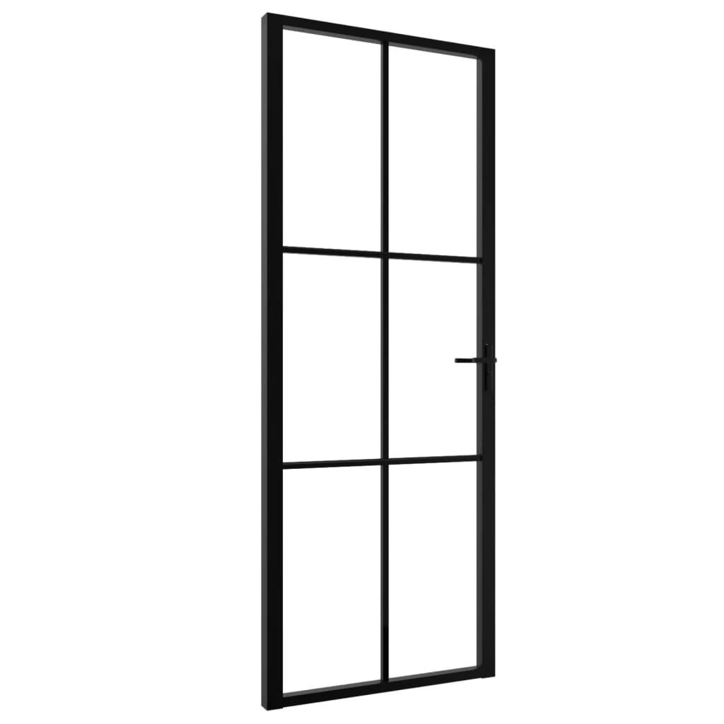 vidaxl vidaXL Binnendeur 76x201 5 cm ESG-glas en aluminium zwart