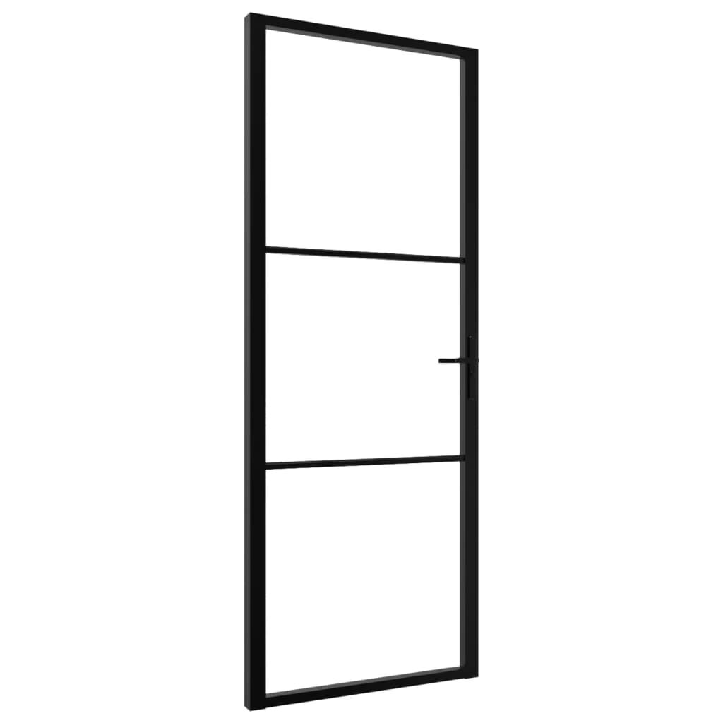 vidaxl vidaXL Binnendeur 76x201 5 cm ESG-glas en aluminium zwart