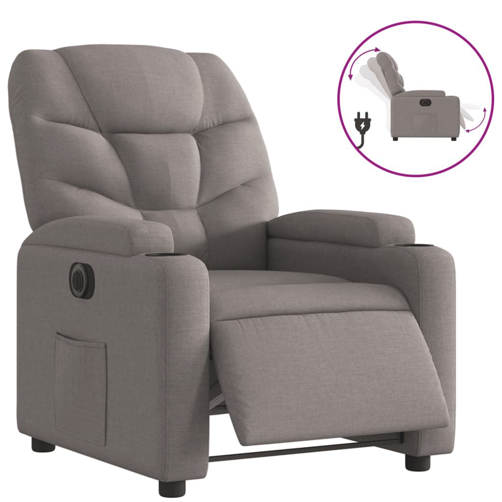 vidaxl vidaXL Fauteuil verstelbaar elektrisch stof taupe