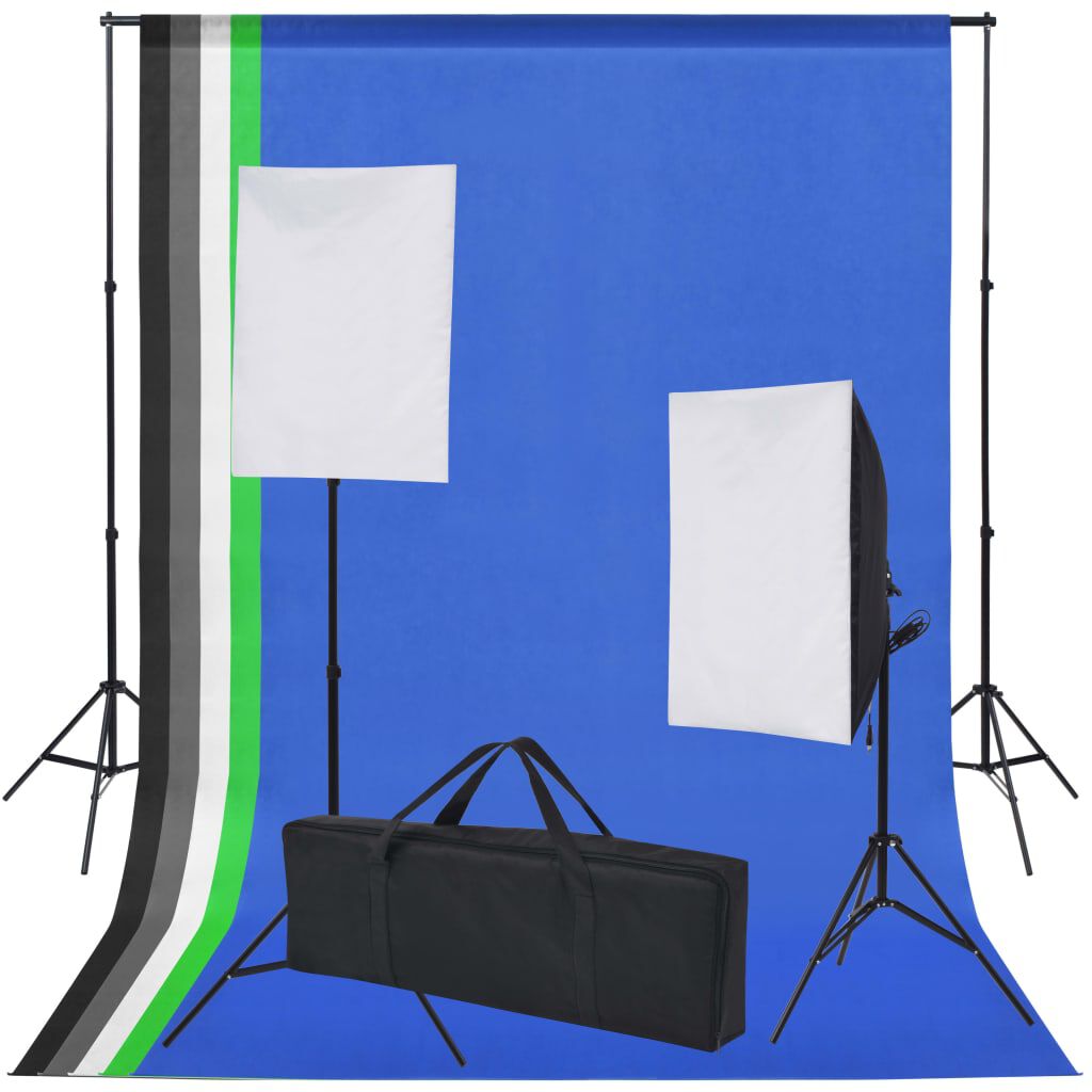 Vidaxl VidaXL Fotostudio Set Met 5 Gekleurde Achtergronden & 2 Softboxen