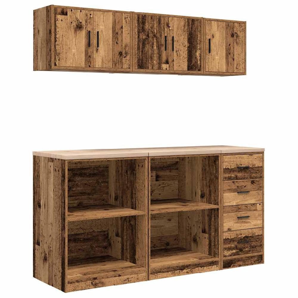 vidaxl vidaXL Garagekasten 6 st bewerkt hout oud hout