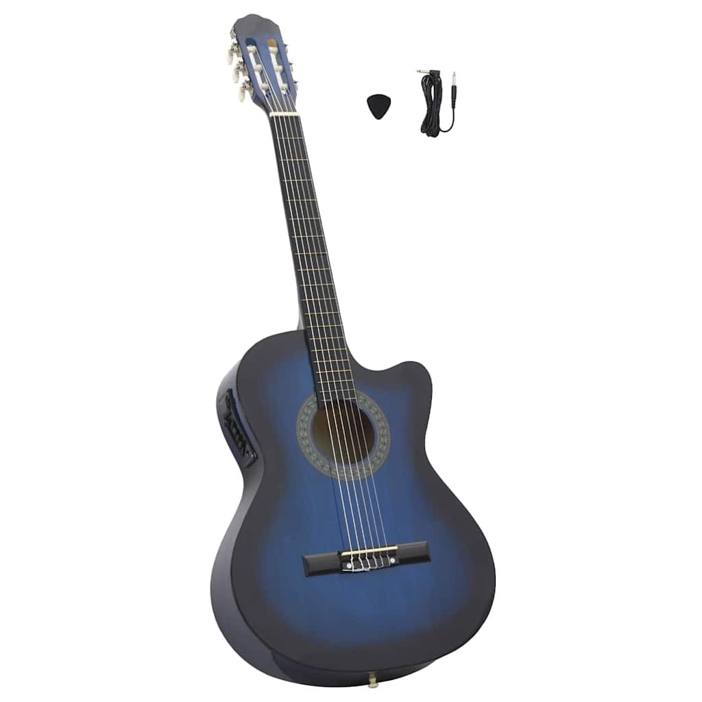 vidaxl vidaXL Gitaar cutaway met equalizer 6 snaren western klassiek blauw
