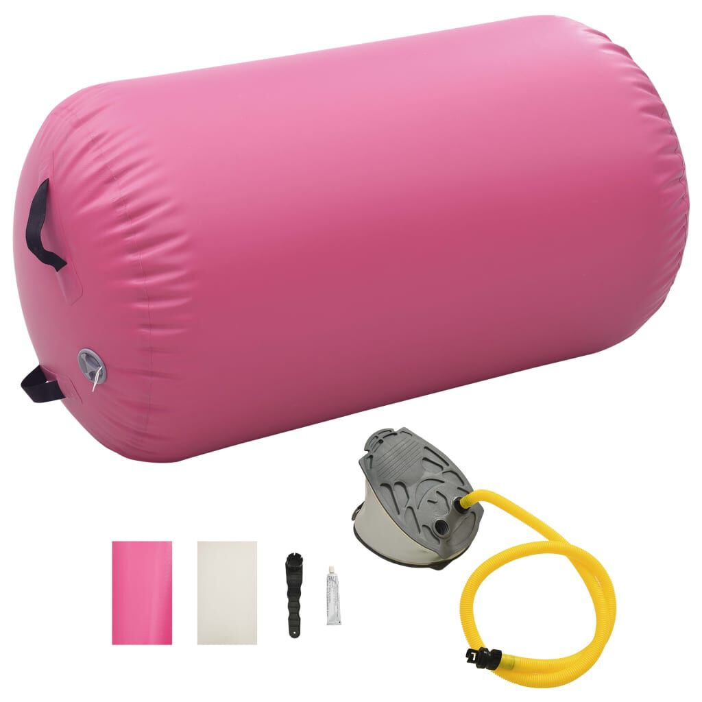 vidaxl vidaXL Gymnastiekrol met pomp opblaasbaar 100x60 cm PVC roze