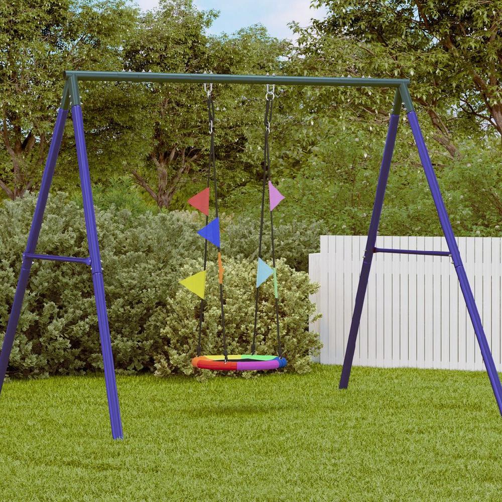 Vidaxl VidaXL Hangschommel Met Vlaggen Kleurrijk Ø 60 Cm 100 Kg Oxfordstof