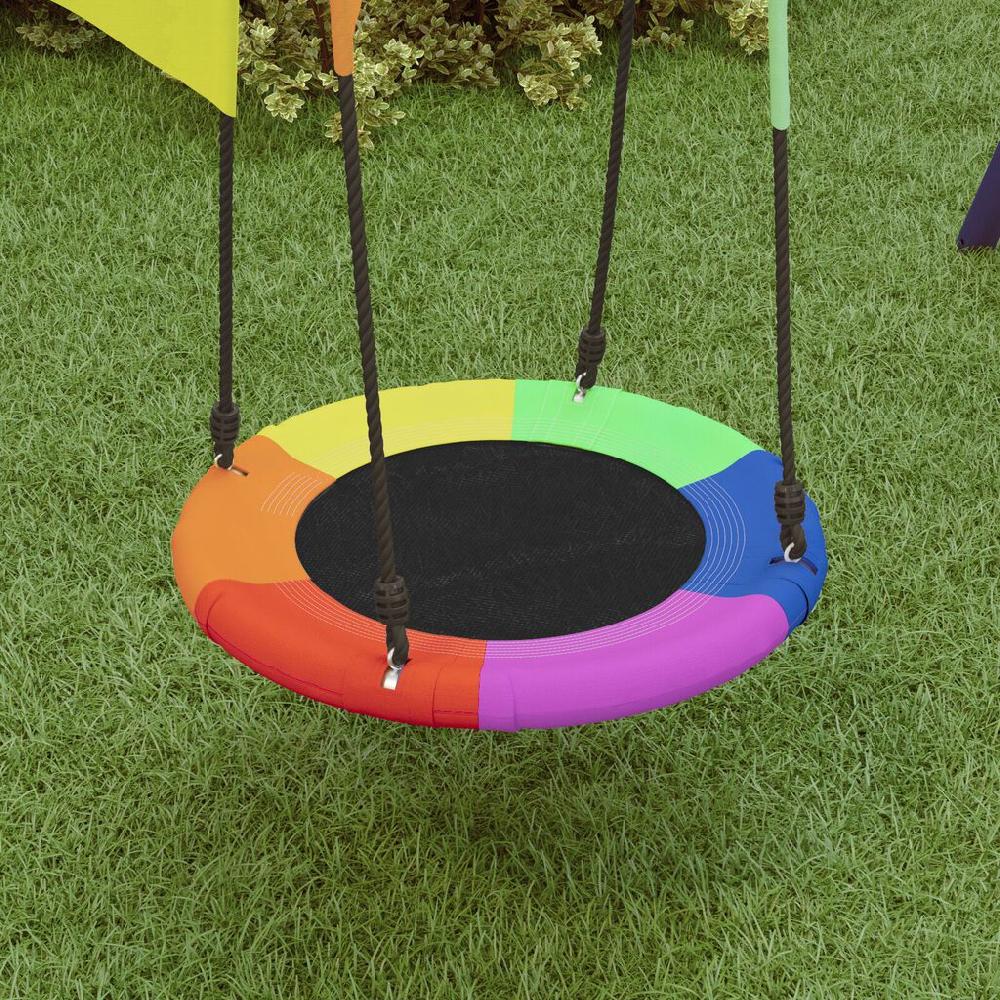 Vidaxl VidaXL Hangschommel Met Vlaggen Kleurrijk Ø 60 Cm 100 Kg Oxfordstof