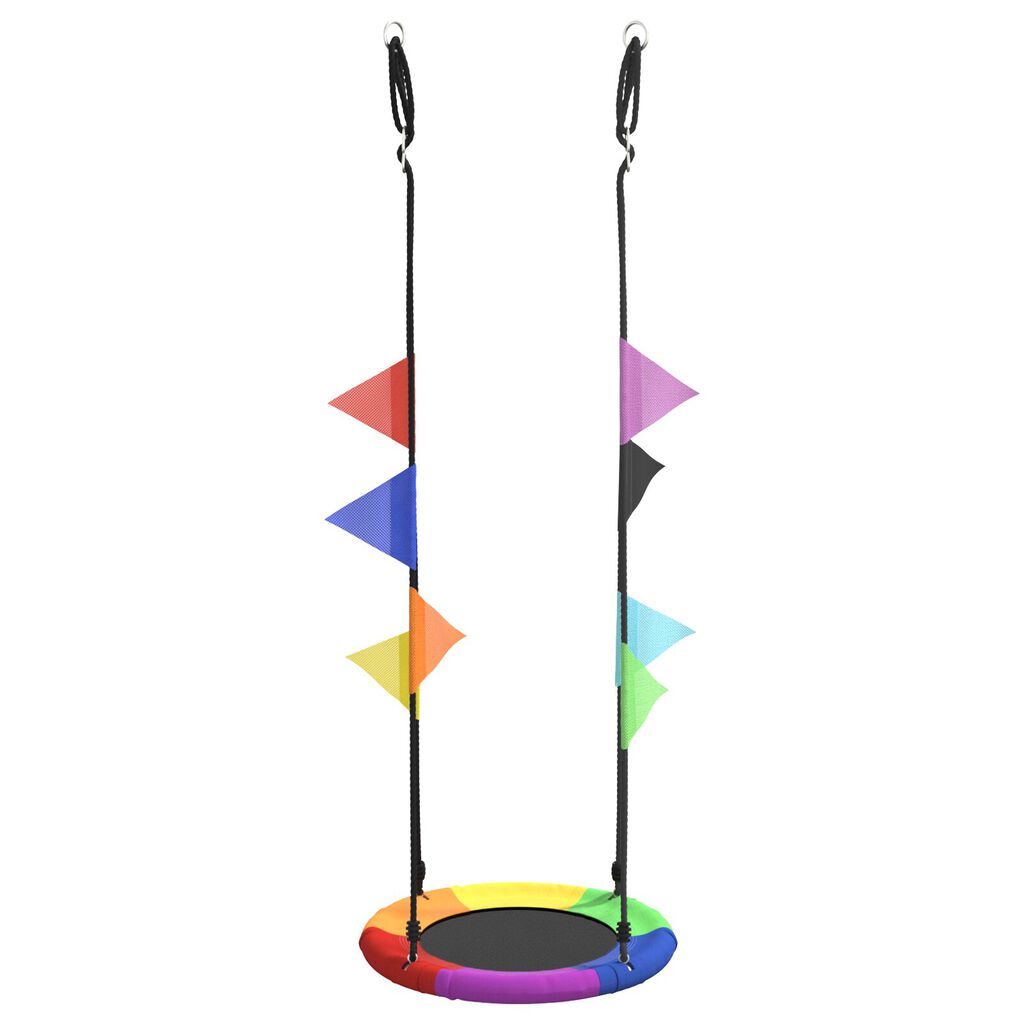 Vidaxl VidaXL Hangschommel Met Vlaggen Kleurrijk Ø 60 Cm 100 Kg Oxfordstof