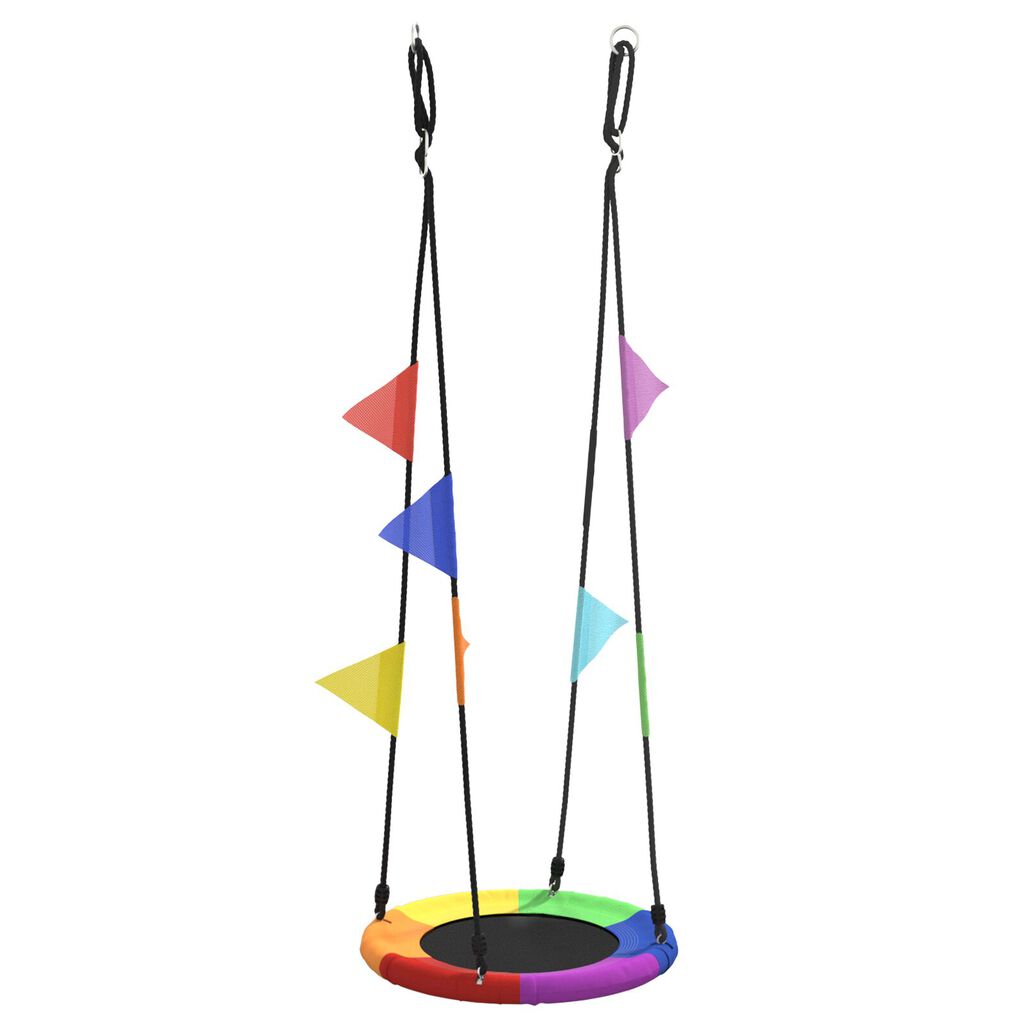 vidaxl vidaXL Hangschommel met Vlaggen Kleurrijk Ø 60 cm 100 kg Oxfordstof