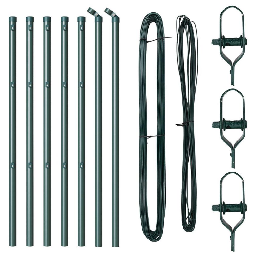 vidaxl vidaXL Hekpalen 7 stuks Groen Ø32 mm 120 cm Gegalvaniseerd Staal