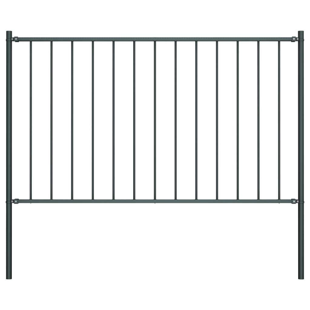 vidaxl vidaXL Hekpaneel met palen 1 7x1 25 m gepoedercoat staal antraciet