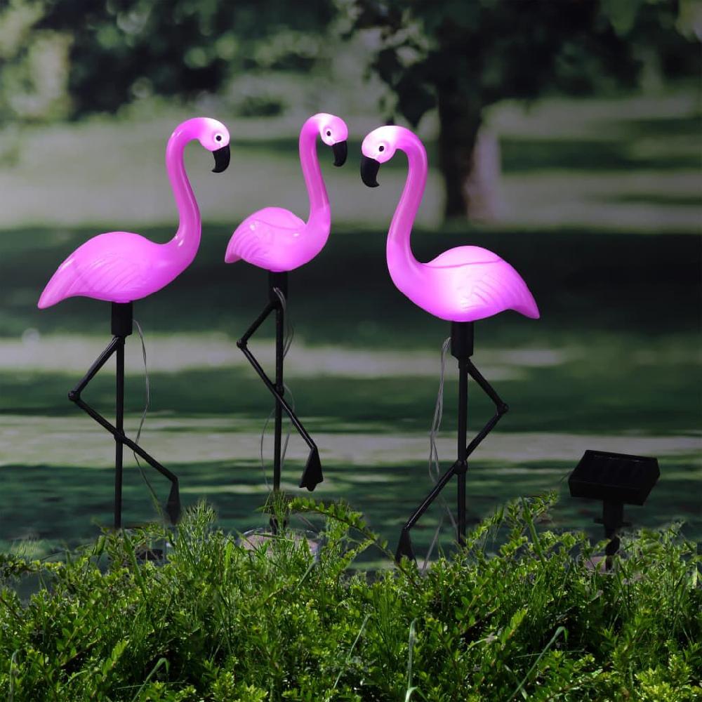 vidaxl HI Grondpinnen 3 st solar LED flamingo