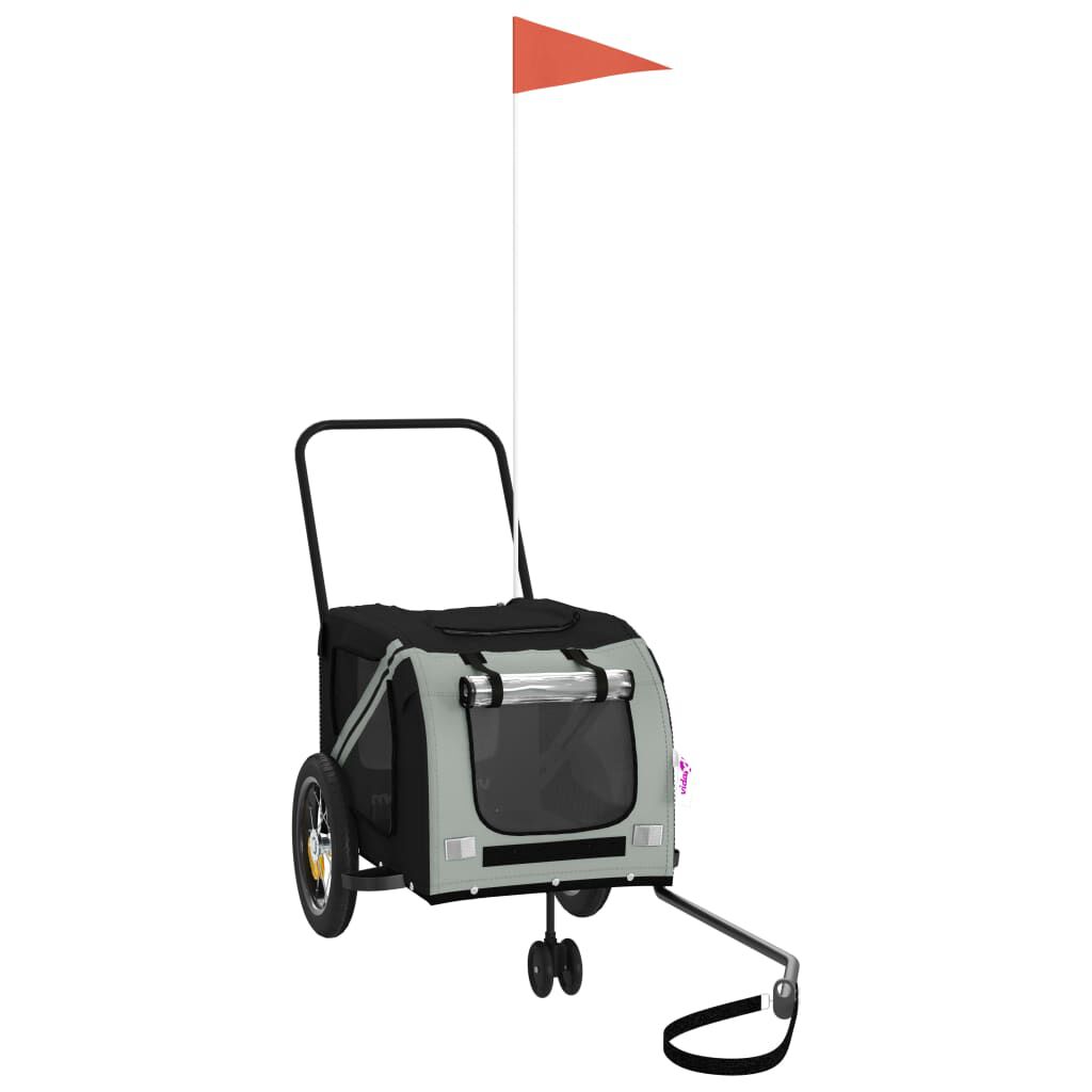 vidaxl vidaXL Hondenfietstrailer oxford stof en ijzer grijs en zwart