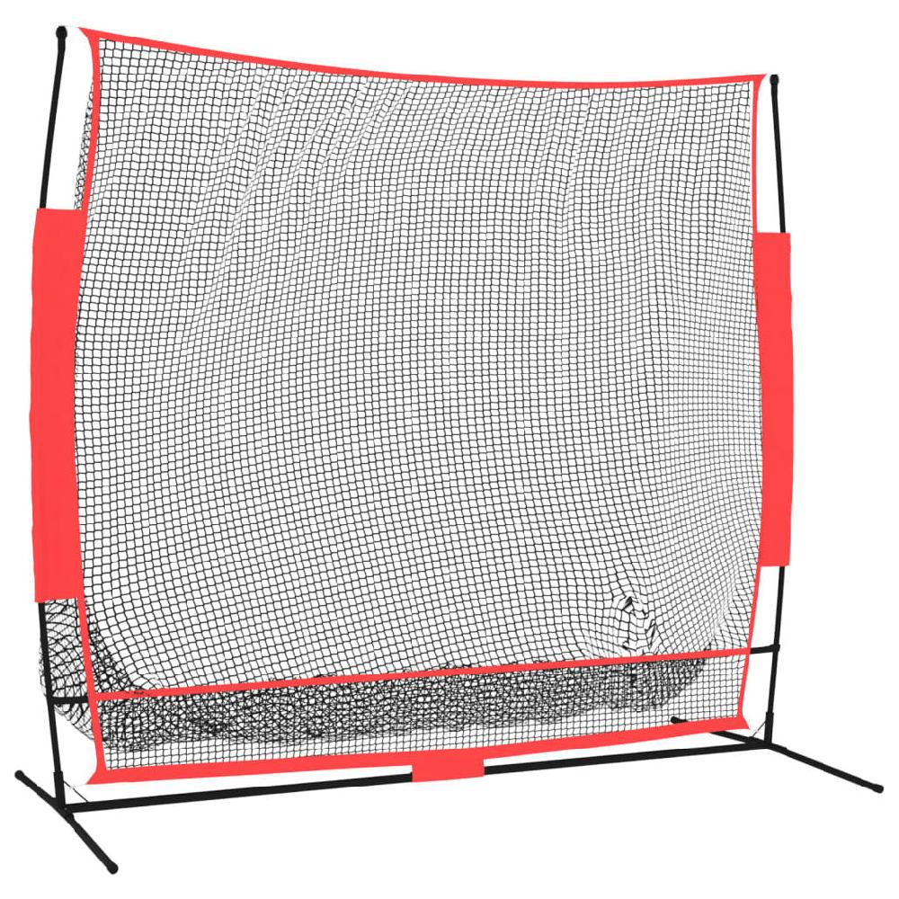 vidaxl vidaXL Honkbalnet draagbaar 215x107x216 cm polyester zwart en rood