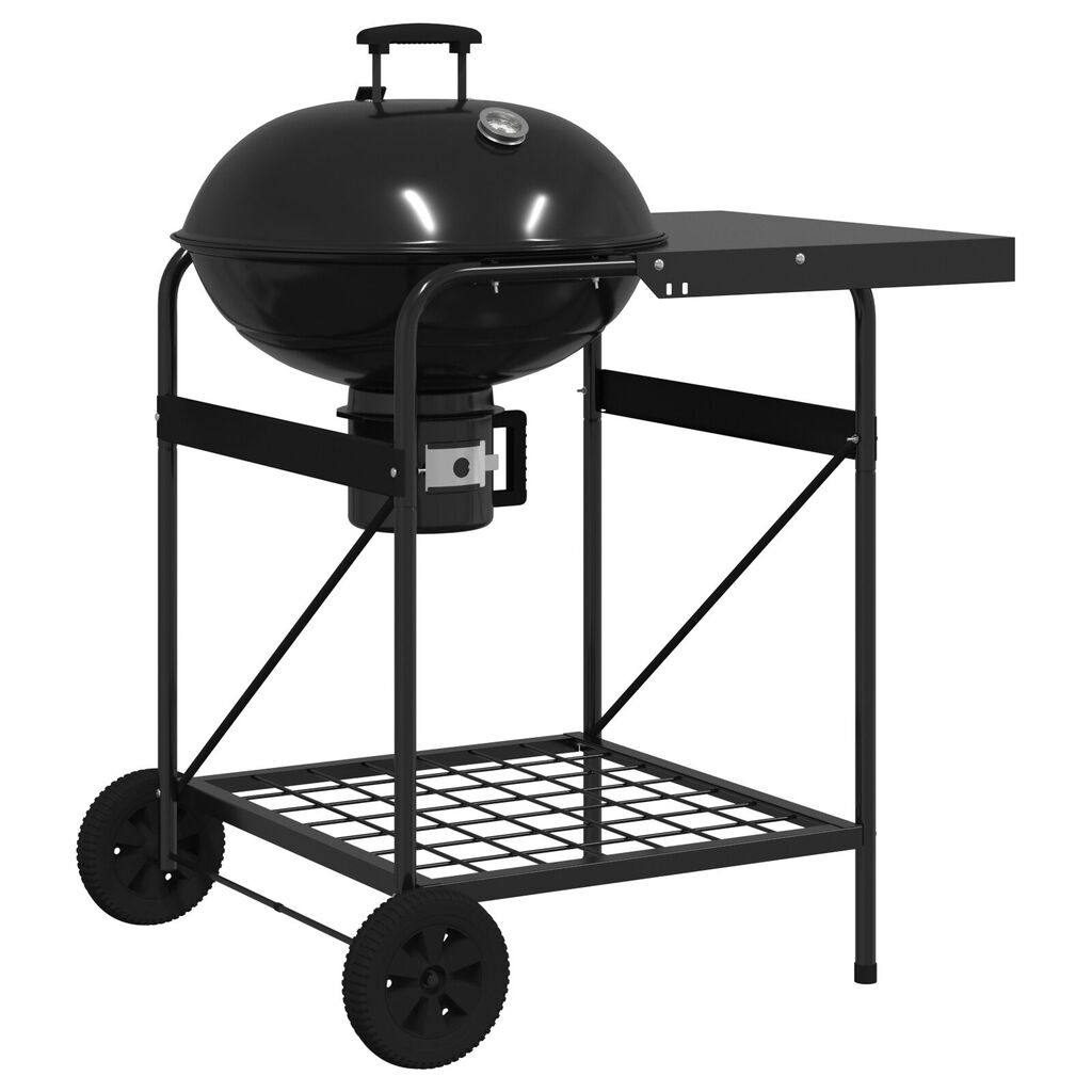 vidaxl vidaXL Houtskool BBQ Trolley met Deksel Zwart 96x72x113 cm Metaal