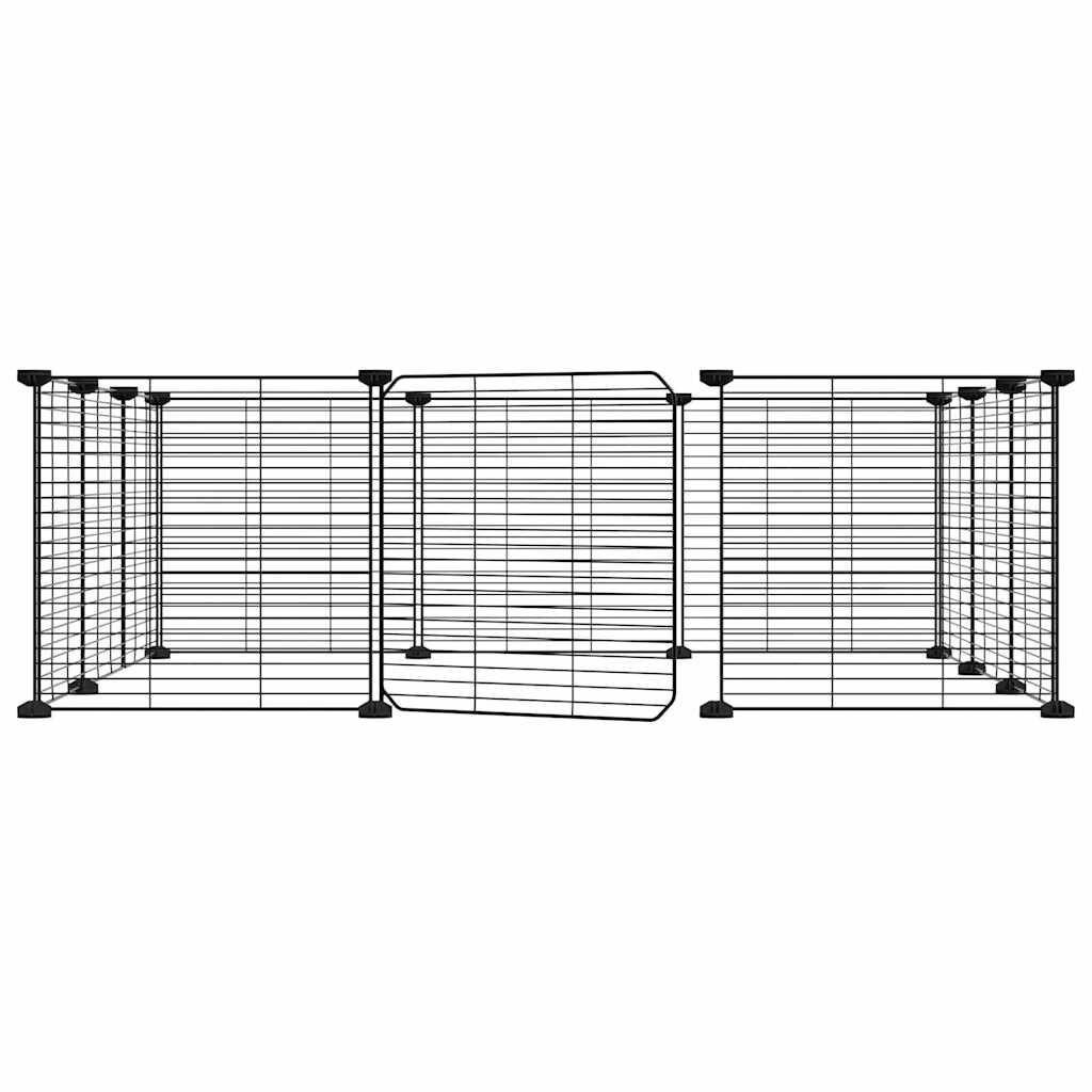 Vidaxl VidaXL Huisdierenkooi Met Deur 12 Panelen 35x35 Cm Staal Zwart