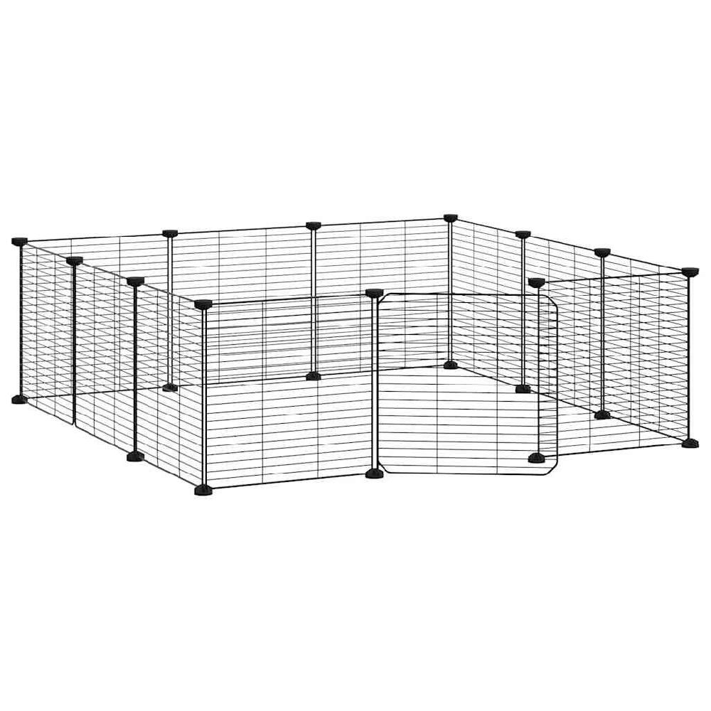 Vidaxl VidaXL Huisdierenkooi Met Deur 12 Panelen 35x35 Cm Staal Zwart