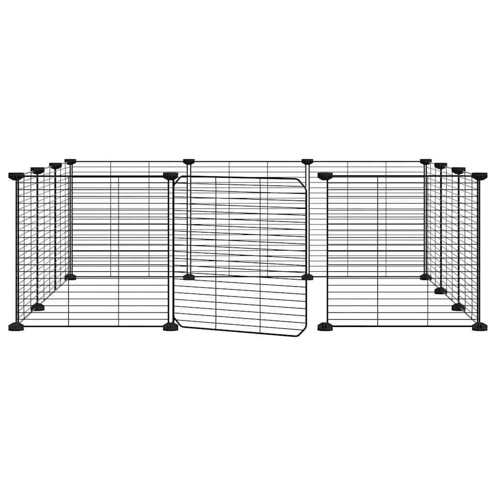 vidaxl vidaXL Huisdierenkooi met deur 12 panelen 35x35 cm staal zwart
