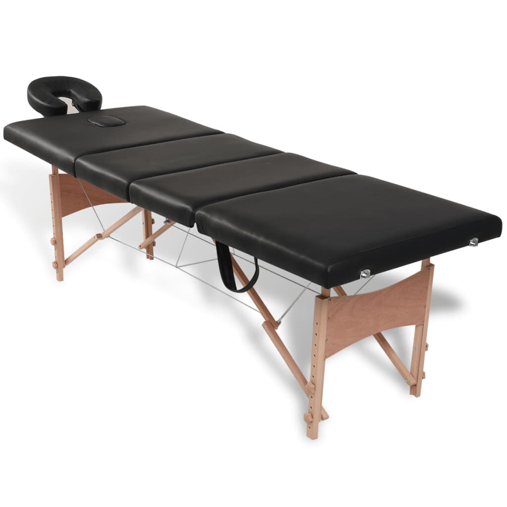 Vidaxl VidaXL Inklapbare Massagetafel 4 Zones Met Houten Frame (zwart)