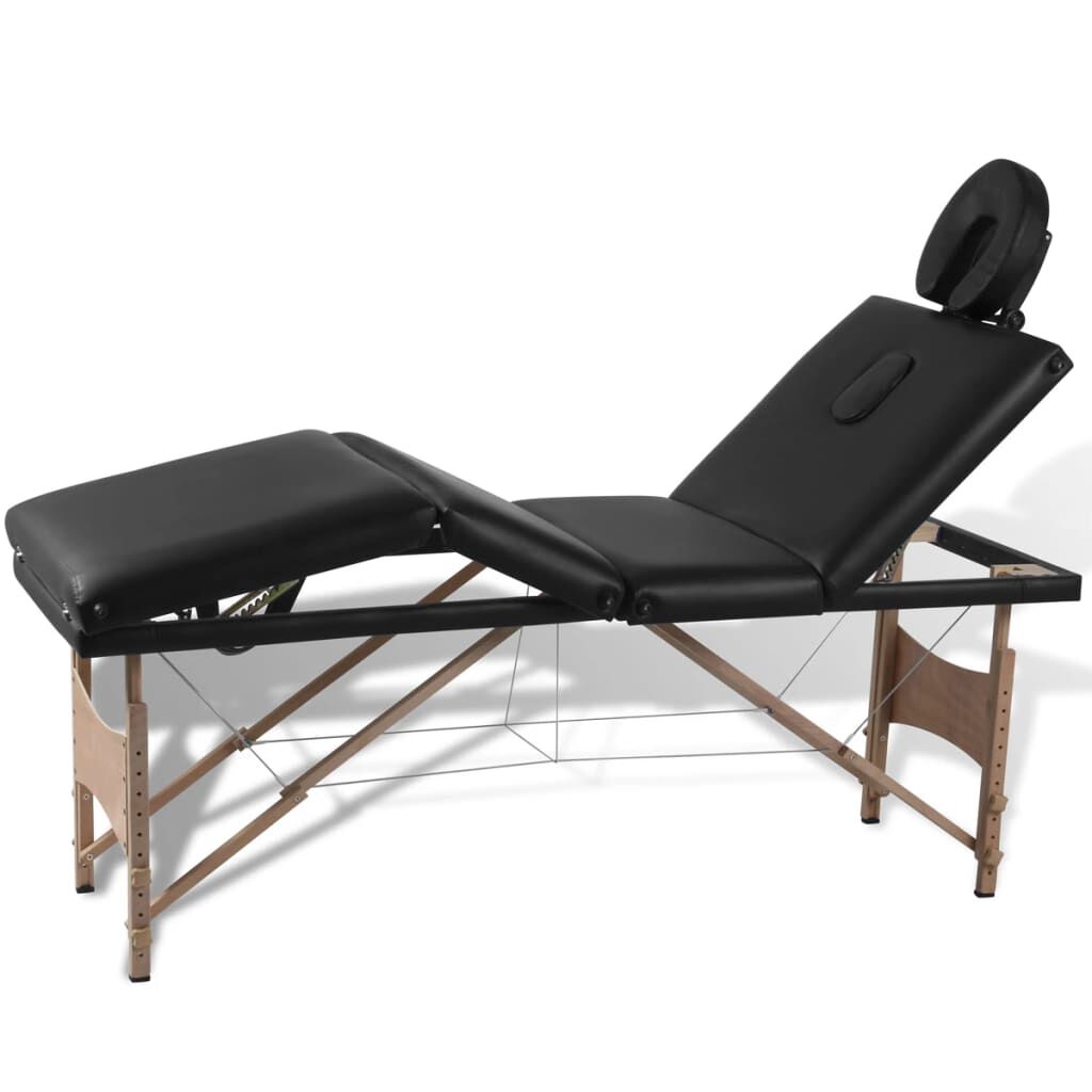 vidaxl vidaXL Inklapbare massagetafel 4 zones met houten frame (zwart)