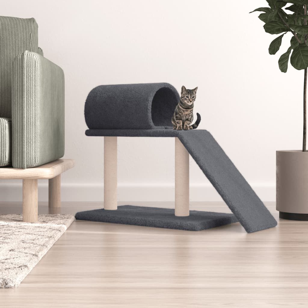 Vidaxl VidaXL Kattenmeubel Met Tunnel En Ladder 55 5 Cm Donkergrijs